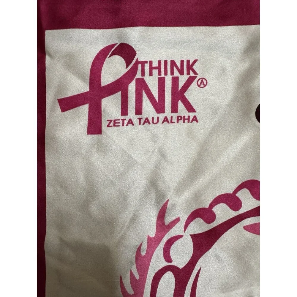 Chloe Dao 100% Silk Zeta Tau Alpha Think Pink Scarf Wrap Shawl Pink - Picture 5 of 5